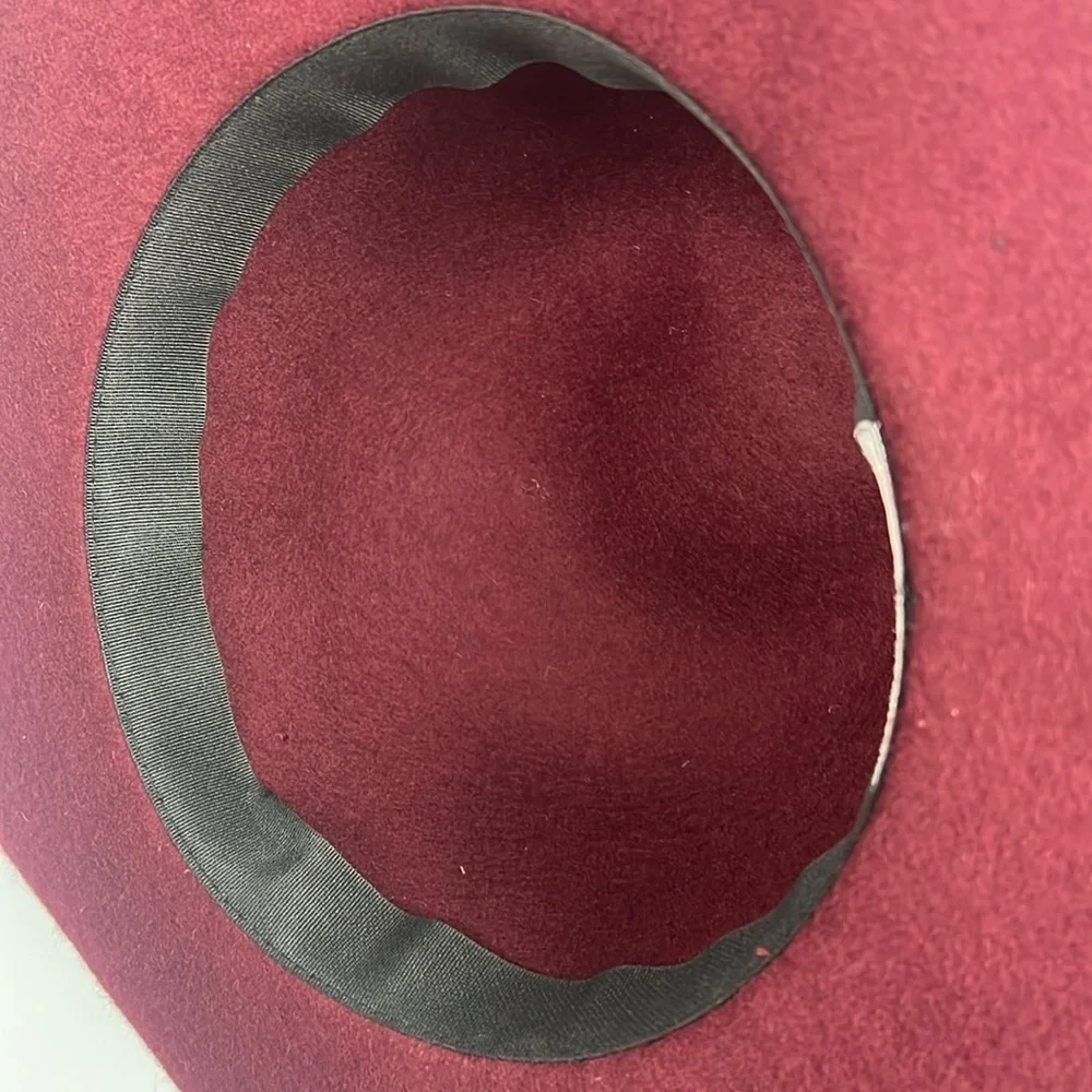 The Hatter Company wide brimmed women’s burgundy felted hat